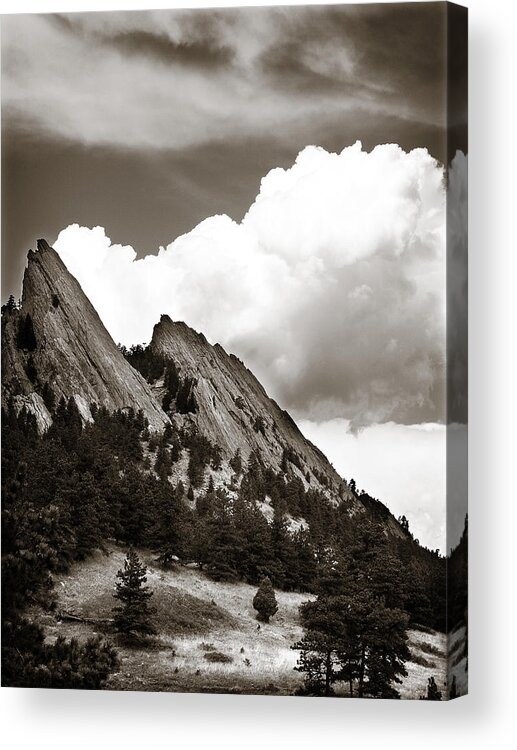 Flatirons Acrylic Print featuring the photograph Large Cloud Over Flatirons by Marilyn Hunt