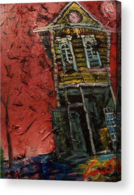 New Orleans House During The Storm.. Acrylic Print featuring the painting Break Up by Amzie Adams