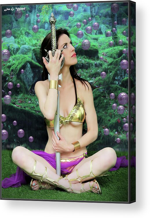 Fantasy Acrylic Print featuring the photograph Bubbles and Sword by Jon Volden