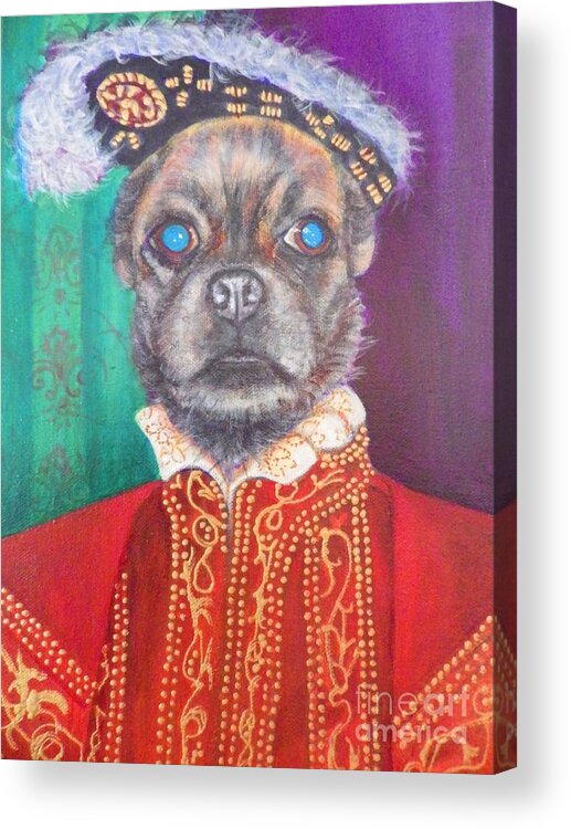 Whimsical Acrylic Print featuring the painting Bugsy First Earl of Primrose by Linda Markwardt
