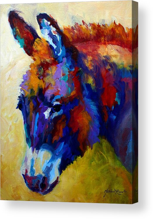 Western Acrylic Print featuring the painting Burro II by Marion Rose