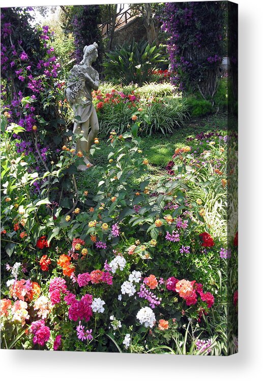Italy Acrylic Print featuring the photograph Capri Street Scene garden by Jodie Marie Anne Richardson Traugott     aka jm-ART