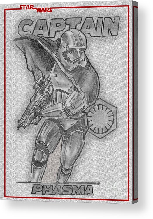 Captain Phasma Acrylic Print featuring the drawing Captain Phasma of the First Order by Chris DelVecchio