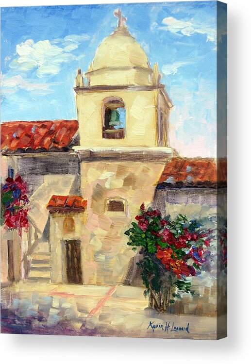 Carmel Acrylic Print featuring the painting Carmel Mission, Summer by Karin Leonard