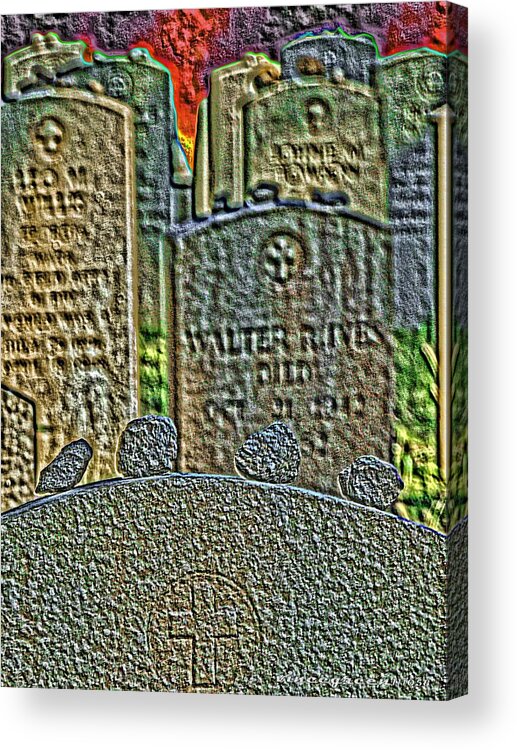 Gravestone Acrylic Print featuring the digital art Cast No Stone by Vincent Green
