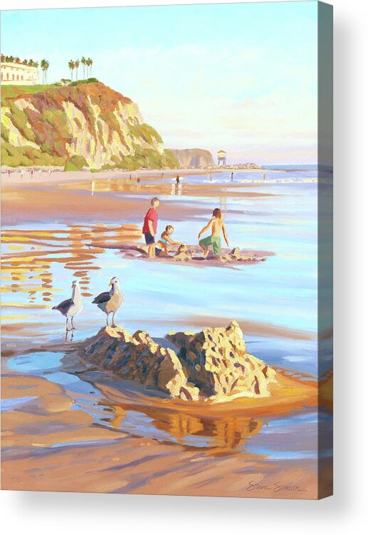 Seagulls Acrylic Print featuring the painting Castle Raiders by Steve Simon