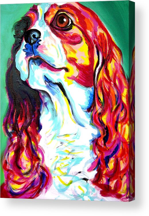 Dog Acrylic Print featuring the painting Cavalier - Herald by Dawg Painter