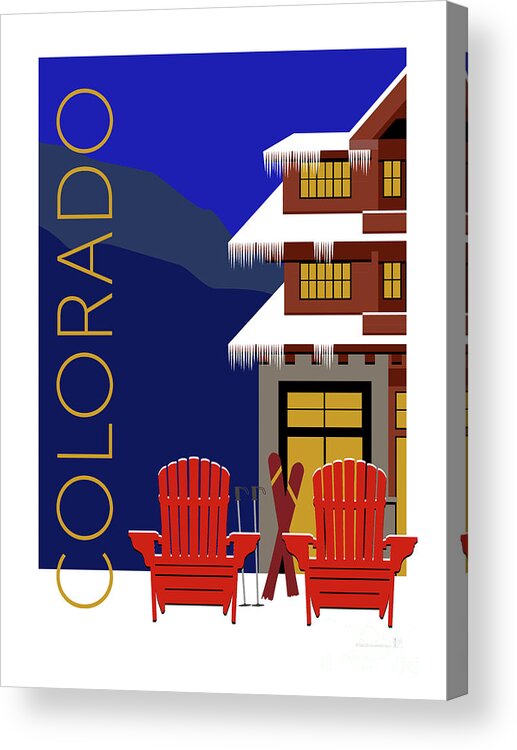 Ski Acrylic Print featuring the digital art COLORADO Chairs by Sam Brennan