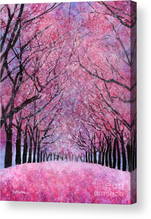 Cherry Blossom Acrylic Print featuring the painting Cherry Blast by Hailey E Herrera