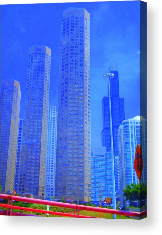 Cityscape Acrylic Print featuring the photograph Chicago the city of blues 11 by Julie Lueders 