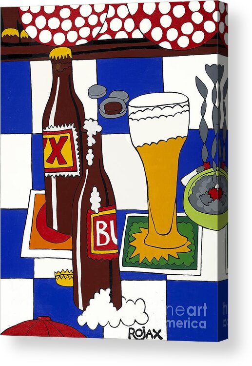 Beer Acrylic Print featuring the painting Chichis y Cervesas by Rojax Art