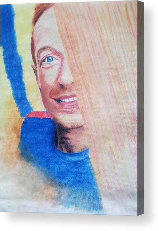 Chris Martin Acrylic Print featuring the drawing Chris Martin by Cassy Allsworth