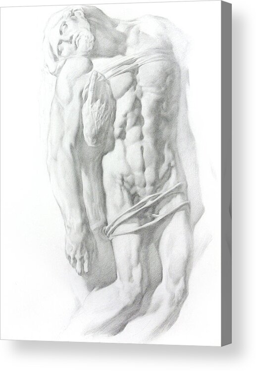 Nude Acrylic Print featuring the drawing Christ 1 by Valeriy Mavlo