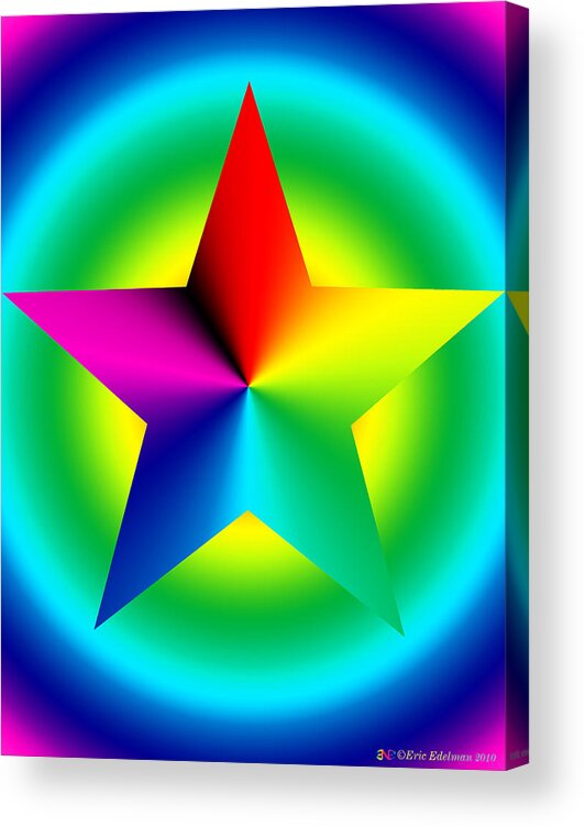 Pentacle Acrylic Print featuring the digital art Chromatic Star with Ring Gradient by Eric Edelman