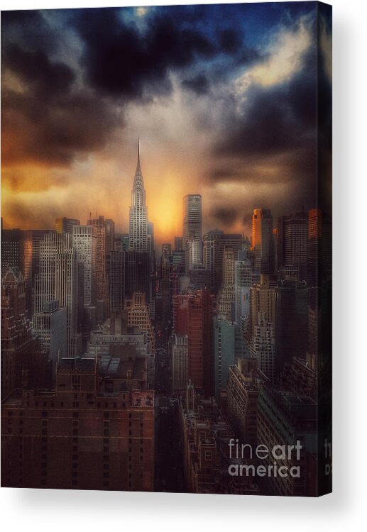 Chrysler Building Acrylic Print featuring the photograph City Splendor - Sunset in New York by Miriam Danar