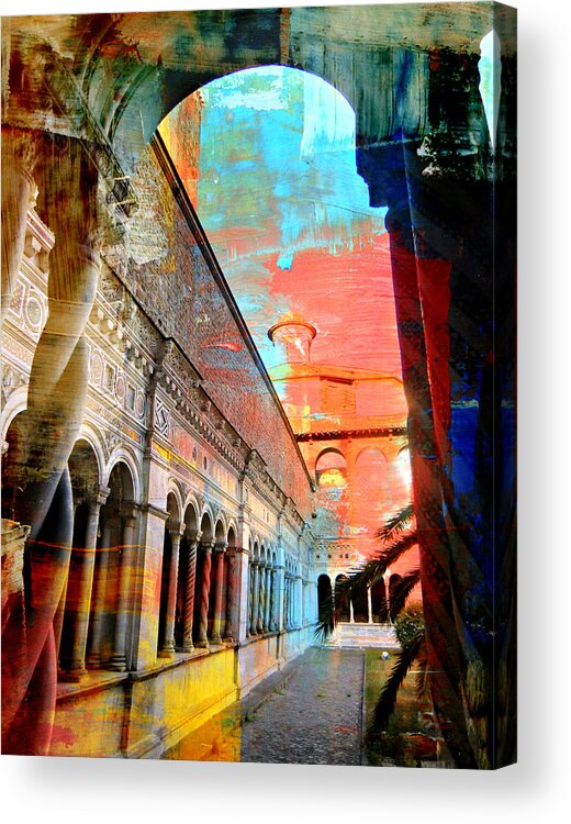 Rome Acrylic Print featuring the photograph Cloister in Rome by Mindy Newman