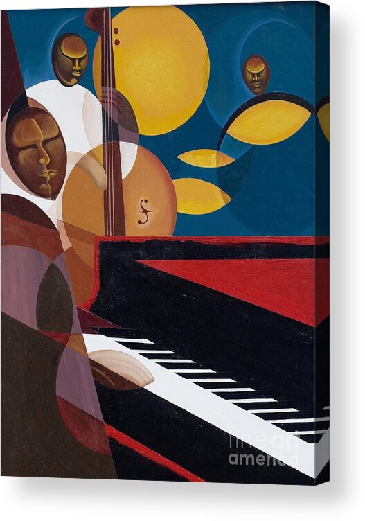 Jazz Band Acrylic Print featuring the painting Cobalt Jazz by Kaaria Mucherera