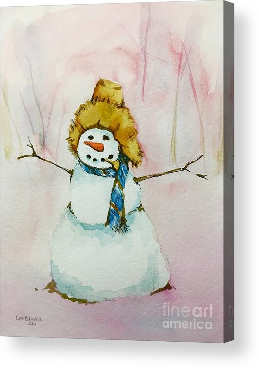 Snow Acrylic Print featuring the painting Cody's First Frosty by Lynn Babineau