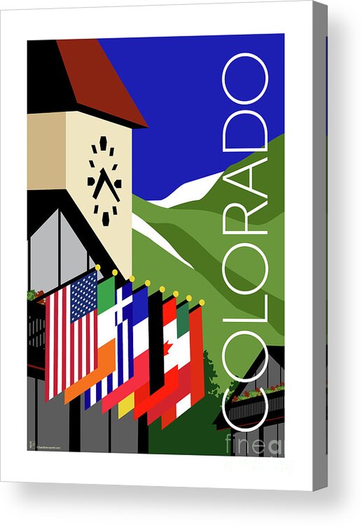 Vail Clocktower Acrylic Print featuring the digital art COLORADO Vail Clocktower by Sam Brennan