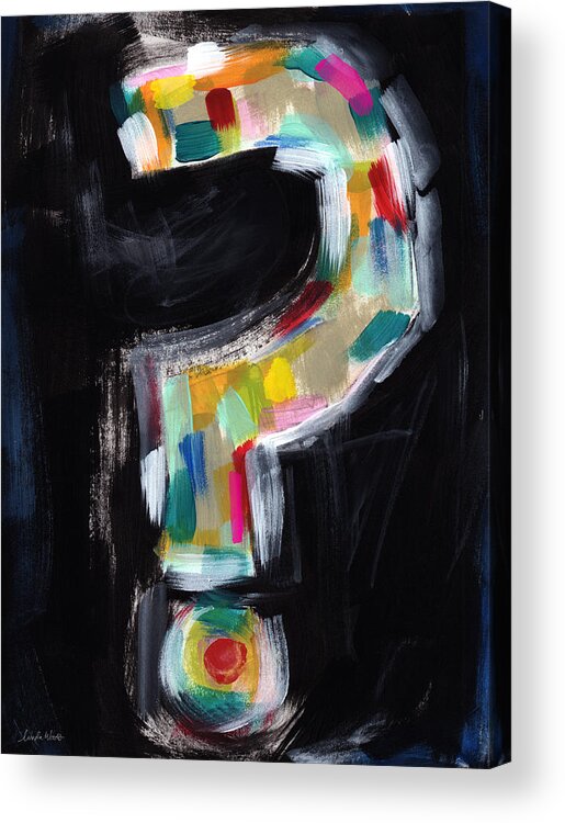 Question Mark Acrylic Print featuring the painting Colorful Questions- Abstract Painting by Linda Woods