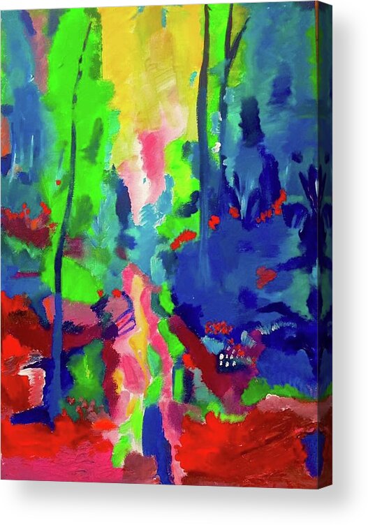 Acrylic Print featuring the painting Colorful Woods by Lilliana Didovic