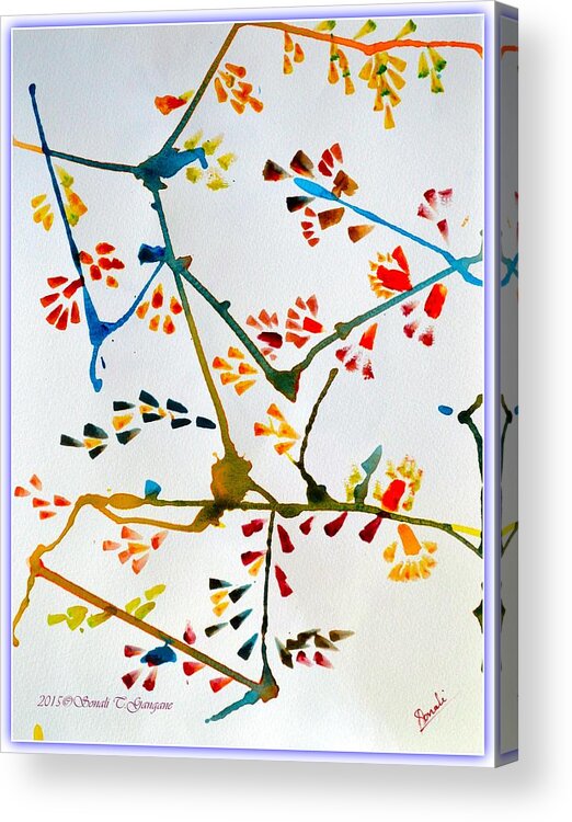Art For Home Acrylic Print featuring the painting Colourful Blossoms by Sonali Gangane