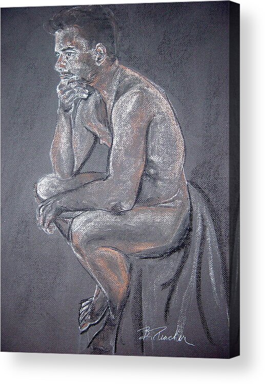Portrait Acrylic Print featuring the drawing Contemplation by Bonnie Peacher