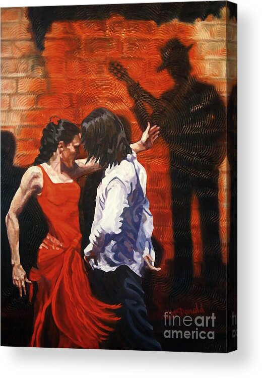 Flamenco Acrylic Print featuring the painting Contra Tiempo by Janet McDonald