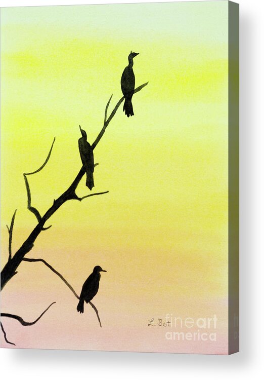 Cormorant Acrylic Print featuring the painting Cormorants by Laurel Best