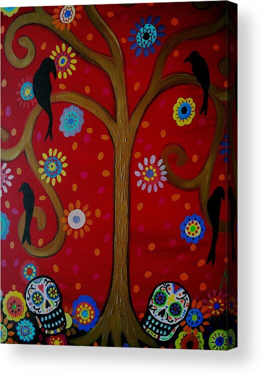 Tree Acrylic Print featuring the painting Couple Day Of The Dead by Pristine Cartera Turkus