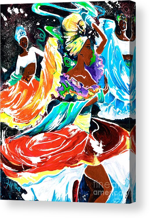 Rhythm Acrylic Print featuring the painting Cuban Dancers - Magical Rhythms... by Elisabeta Hermann