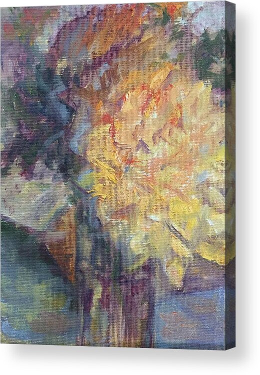 Passion Acrylic Print featuring the painting Dahlia Party by Quin Sweetman