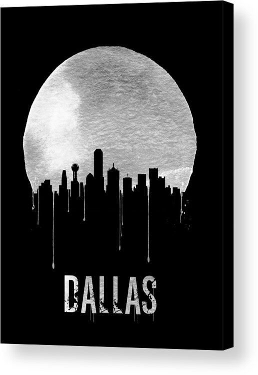 Dallas Acrylic Print featuring the digital art Dallas Skyline Black by Naxart Studio