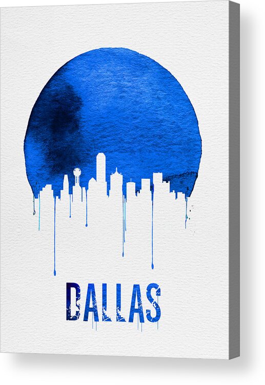 Dallas Acrylic Print featuring the painting Dallas Skyline Blue by Naxart Studio