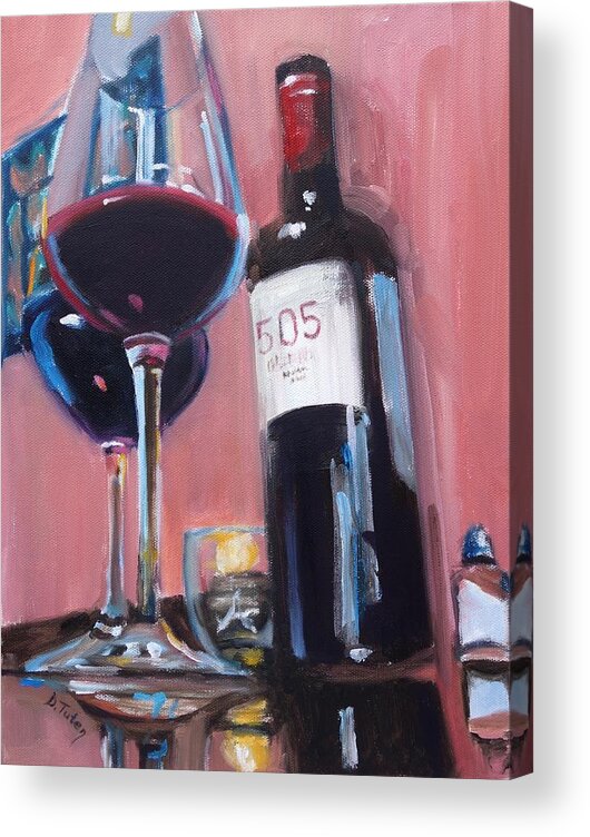 Wine Acrylic Print featuring the painting Date Night at Nopales by Donna Tuten