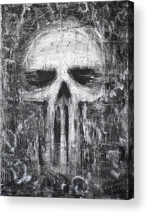 Skull Acrylic Print featuring the painting Deadly Demise by Roseanne Jones
