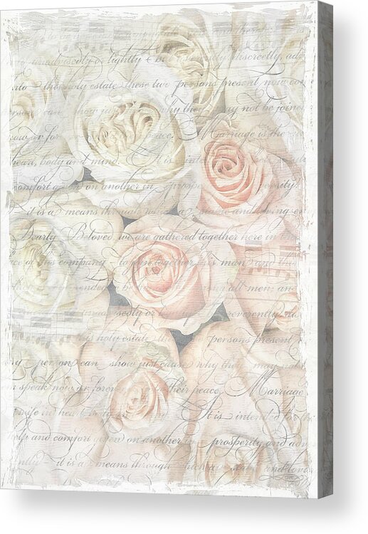 Rose Bouquet; Textured Digital Art Acrylic Print featuring the photograph Dearly Beloved by Jill Love
