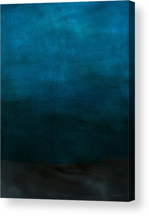 Blue Acrylic Print featuring the mixed media Deep Blue Mood- Abstract Art by Linda Woods by Linda Woods