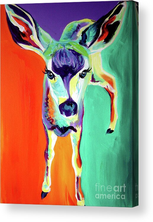 Wild Acrylic Print featuring the painting Deer - Fawn by Dawg Painter