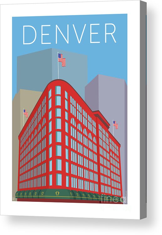 Denver Acrylic Print featuring the digital art DENVER Brown Palace/Blue by Sam Brennan