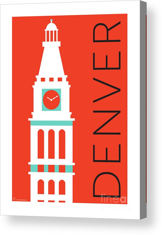 Denver Acrylic Print featuring the digital art DENVER D and F Tower/Orange by Sam Brennan