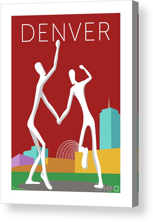Denver Acrylic Print featuring the digital art DENVER Dancers/Maroon by Sam Brennan