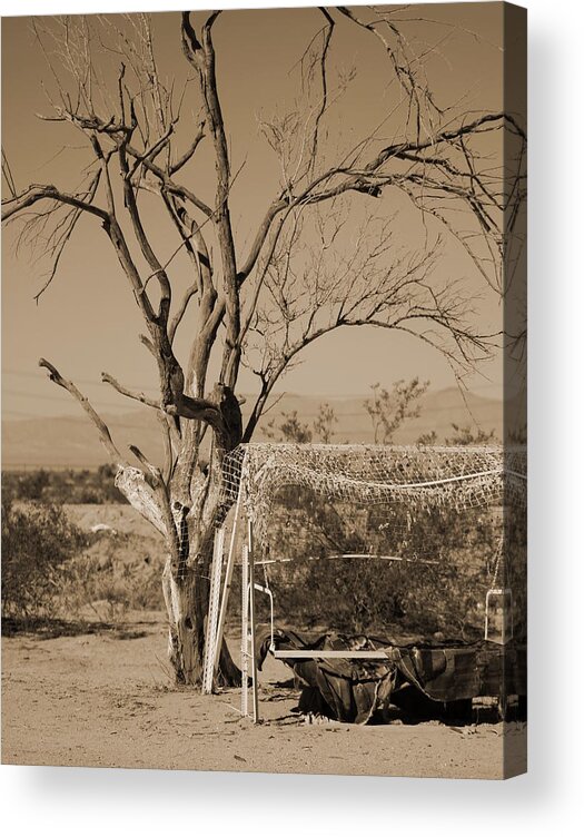 Swing Acrylic Print featuring the photograph Deserted Swing in Sepia by Colleen Cornelius
