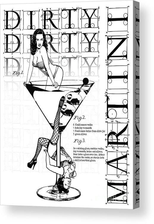 Martini Acrylic Print featuring the photograph Dirty Martini Black and White by Jon Neidert