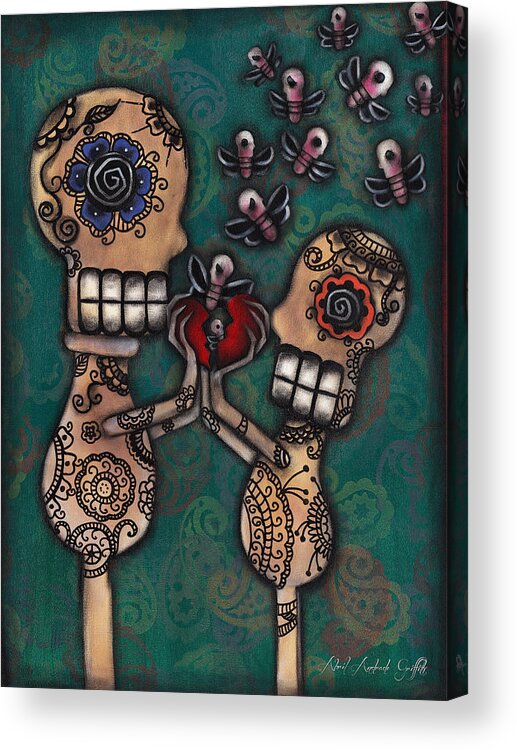 Day Of The Dead Acrylic Print featuring the painting Discover by Abril Andrade