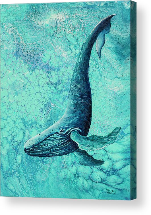 Acrylic Pour Acrylic Print featuring the painting Diving Into Blue by Darice Machel McGuire