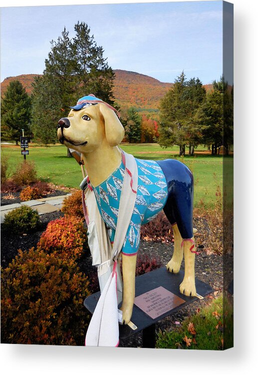Dog Statue Acrylic Print featuring the painting Dog statue 1 by Jeelan Clark