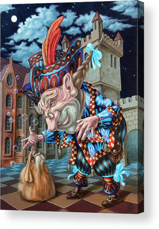 Dog Acrylic Print featuring the painting Dog suddenly gained its gracious host by Victor Molev