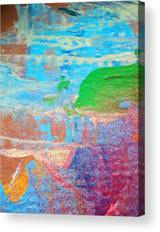Abstract Acrylic Print featuring the painting Dolphins Should Not Die Green by Bruce Combs - REACH BEYOND