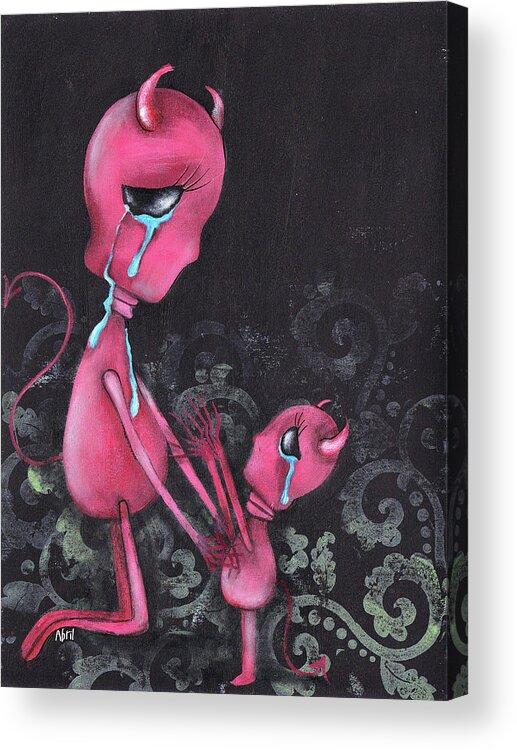 Devils Acrylic Print featuring the painting Don't Leave by Abril Andrade